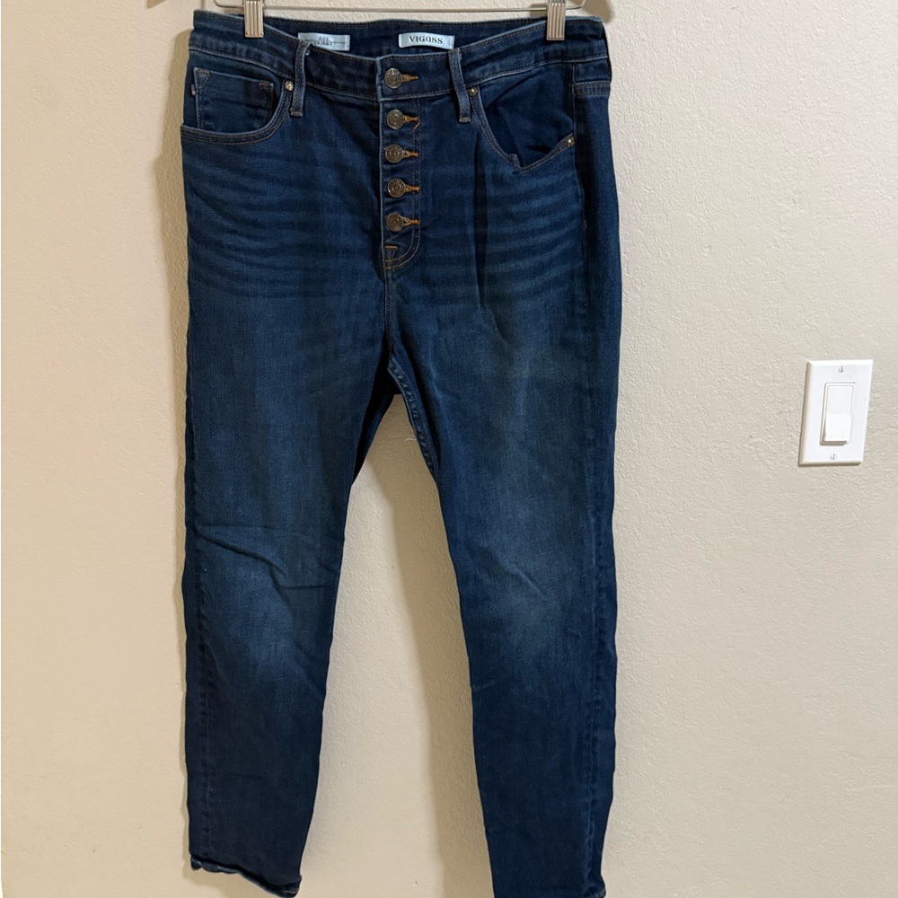 Vigoss Women’s Ace Skinny Button Fly Jeans Size 33 Dark Wash